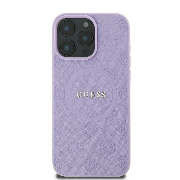 Guess GUHMP16LPSAPSMEU iPhone 16 Pro6.3" fioletowy/purple hardcase Saffiano Peony Classic Logo MagSafe