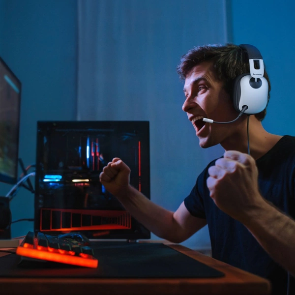 Baseus GoPlay 1 Max Gaming Wired Over-Ear Gaming Headphones - White and Black