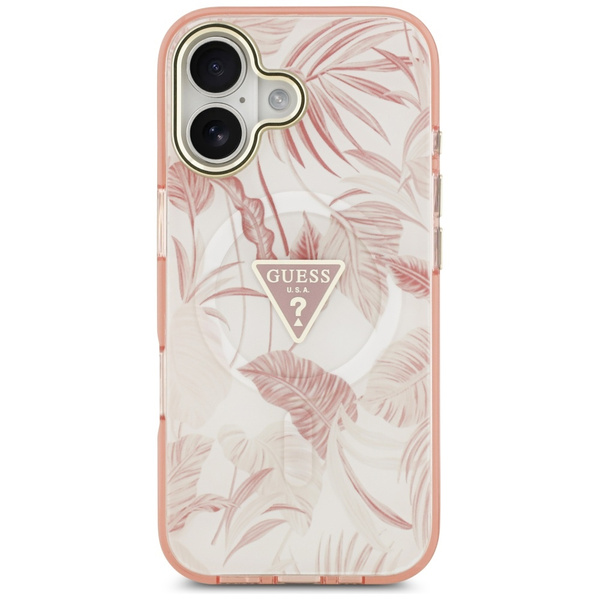 Etui Guess Jungle Tonal Triangle MagSafe do iPhone 17 różowy