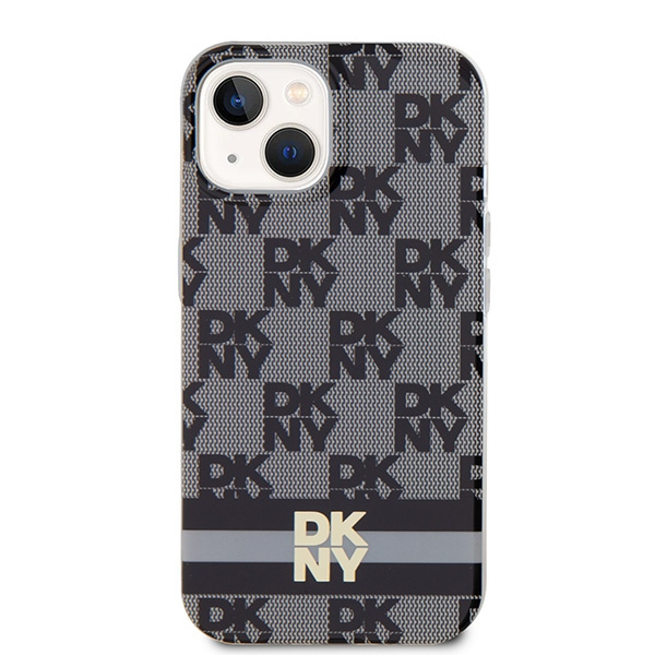 DKNY DKHMP14SHCPTSK iPhone 14 / 15 / 136.1" czarny/black hardcase IML Checkered Mono Pattern & Printed Stripes MagSafe