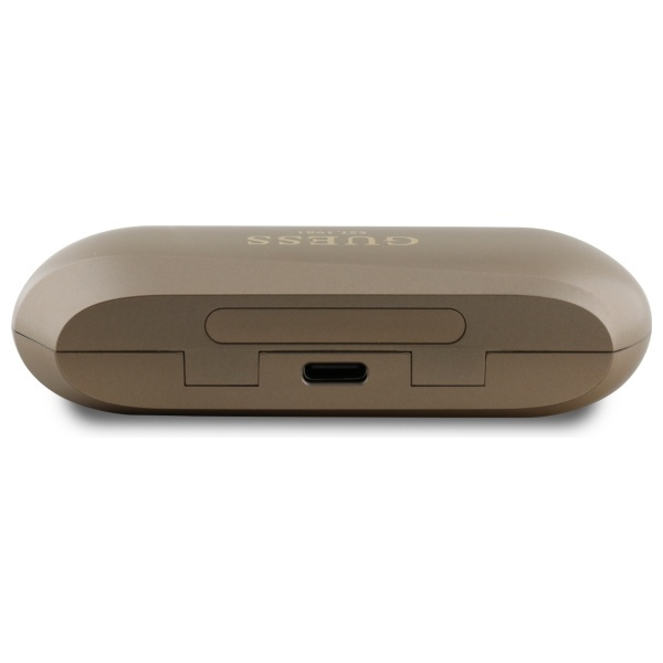 Guess słuchawki Bluetooth GUTWSC2MCDSD   TWS + stacja dokująca złoty/gold Elongated Metalic Printed Logo