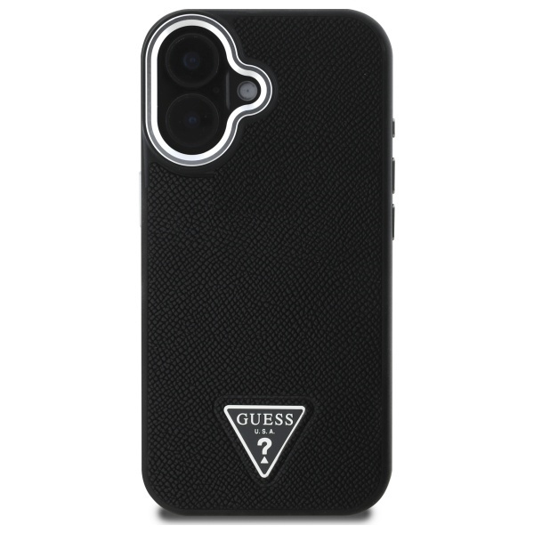 Guess GUHMP16SPGTSPSK iPhone 16 6.1" czarny/black hardcase Grained Triangle MagSafe