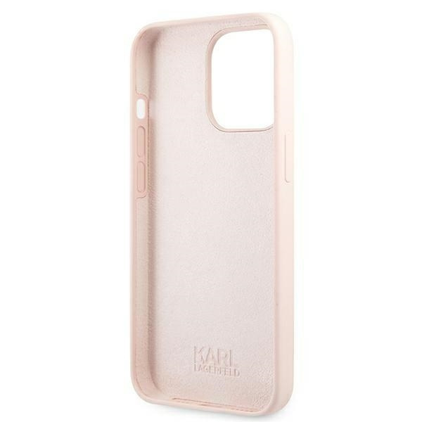 Etui Karl Lagerfeld Silicone Ikonik Karl&Choupette MagSafe na iPhone 13 Pro / iPhone 13 - jasnoróżowe