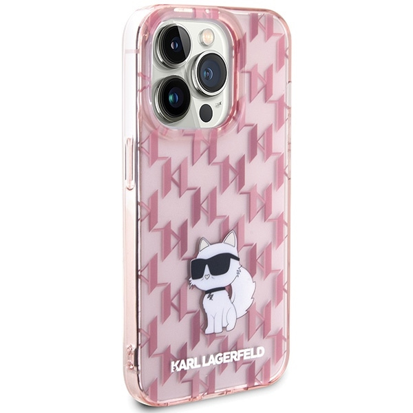 Etui Karl Lagerfeld Monogram Choupette na iPhone 15 Pro Max - różowe