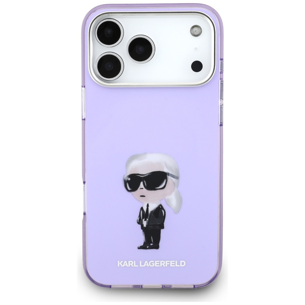 Etui Karl Lagerfeld IML Aquarelle Karl   & Choupette & Logo MagSafe do iPhone 17 Pro Max fioletowy