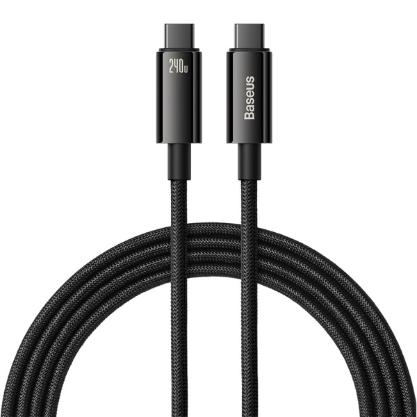 Cable USB C - USB C 480Mb/s 240W 3m Baseus Tungsten Gold CAWJ040101 - black