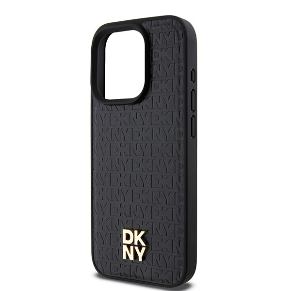 DKNY DKHMP15LPSHRPSK iPhone 15 Pro6.1" czarny/black hardcase Leather Pattern Monogram Metal Logo MagSafe