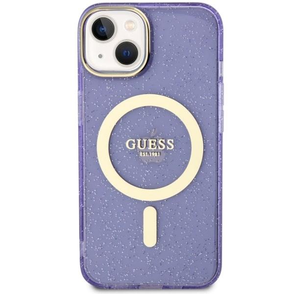Guess GUHMP14MHCMCGU iPhone 14 Plus/ 15 Plus 6.7" purpurowy/purple hardcase Glitter Gold MagSafe