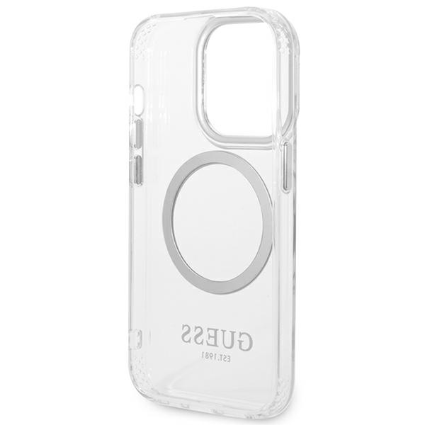 Guess GUHMP14XHTRMS iPhone 14 Pro Max 6,7" srebrny/silver hard case Metal Outline Magsafe