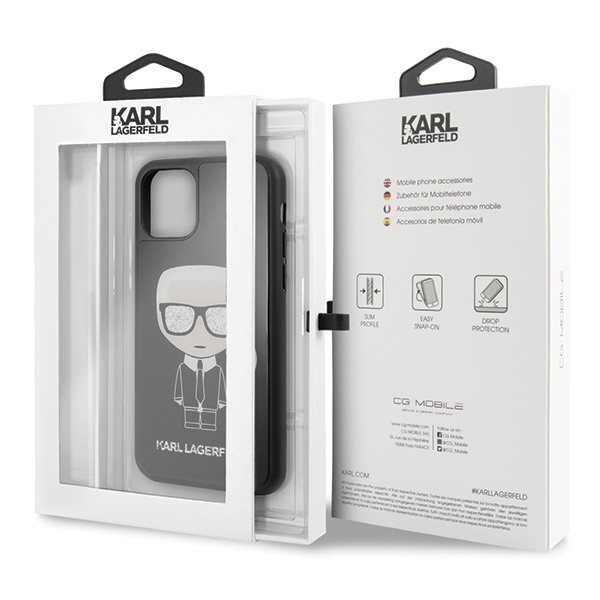 KARL LAGERFELD KLHCN58DLFKBK IPHONE 11 PRO CZARNY/BLACK HARD CASE ICONIC KARL GLITTER