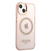 Guess GUHMP13MHTCMP iPhone 13 / 14 / 15 6.1" różowy/pink hard case Gold Outline Translucent MagSafe