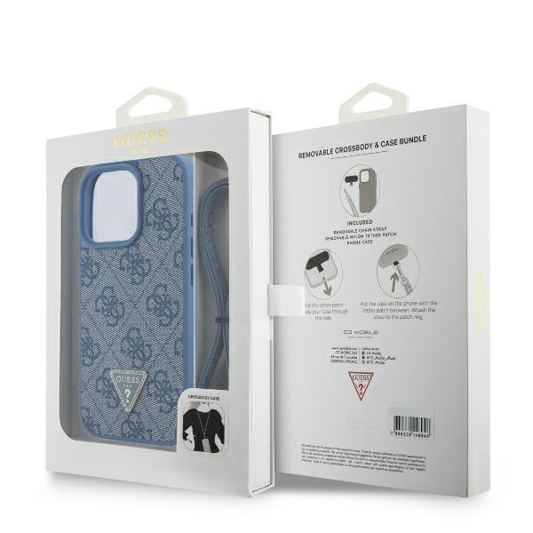Guess GUHCP16LP4TDSCPB iPhone 16 Pro6.3" niebieski/blue hardcase Leather Metal Logo Strass Crossbody