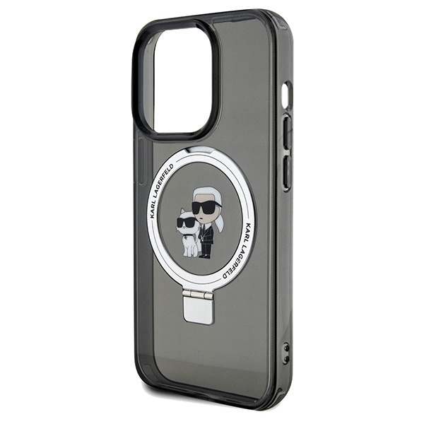 Etui Karl Lagerfeld Ring Stand Karl&Choupettte MagSafe na iPhone 13 Pro Max - czarne