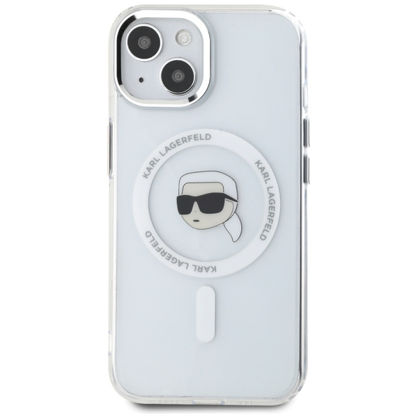 Etui Karl Lagerfeld IML Metal Karl Head   MagSafe do iPhone 15 Plus biały