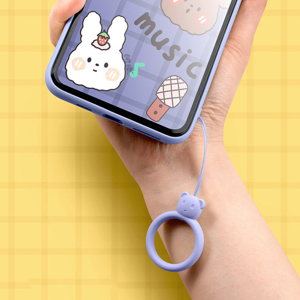 A SILICONE LANYARD FOR A PHONE BEAR RING ON A FINGER ORANGE
