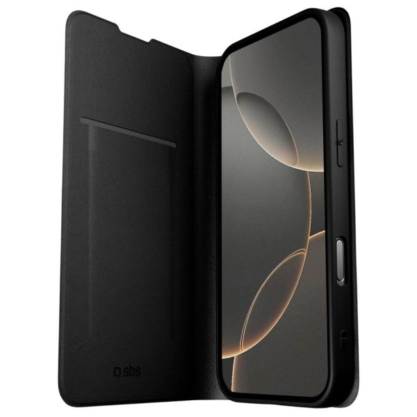 SBS Wallet Smooth Phone Case for Apple iPhone 16 Plus Black