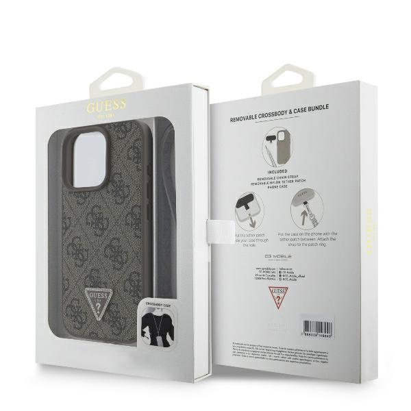 Guess GUHCP16XP4TDSCPW iPhone 16 Pro Max6.9" brązowy/brown hardcase Leather Metal Logo Strass Crossbody