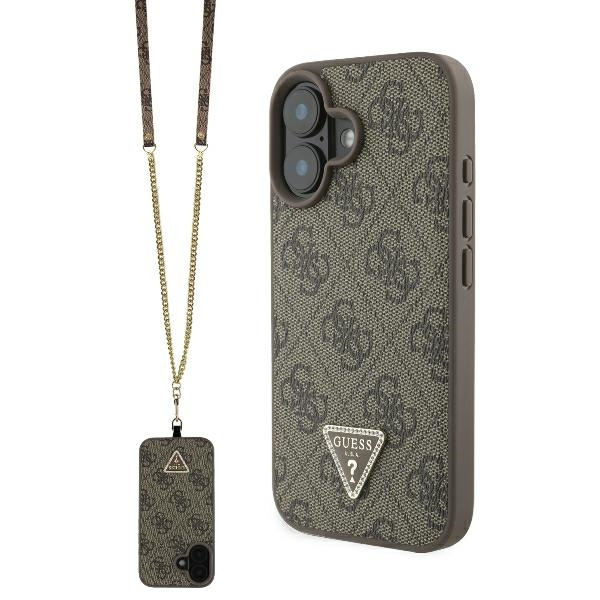 Guess GUHCP16SP4TDSCPW iPhone 166.1" brązowy/brown hardcase Leather Metal Logo Strass Crossbody