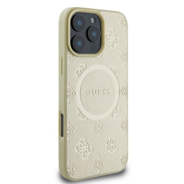 Guess GUHMP16LPSAPSMED iPhone 16 Pro6.3" złoty/gold hardcase Saffiano Peony Classic Logo MagSafe