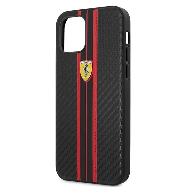 Ferrari FESNECHCP12MRE iPhone 12/12 Pro 6,1" czarny/black hardcase On Track PU Carbon