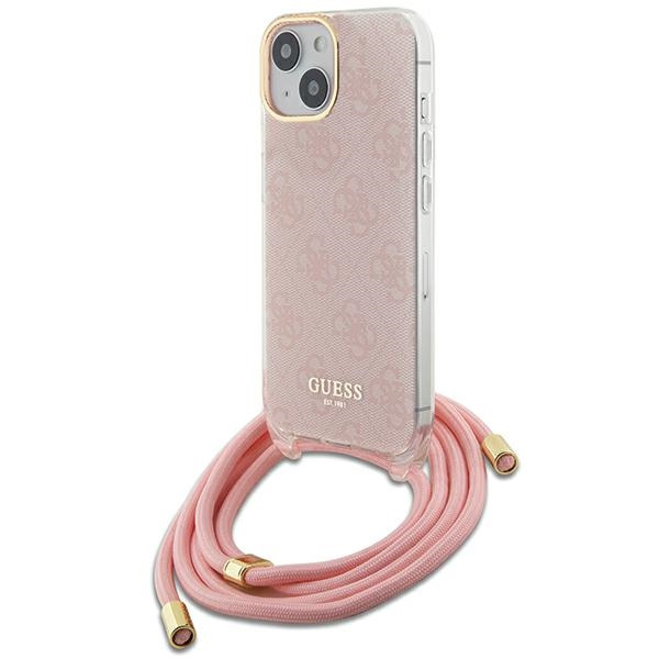 Guess GUHCP15SHC4SEP iPhone 15 / 14 / 13 6.1" różowy/pink hardcase Crossbody Cord 4G Print