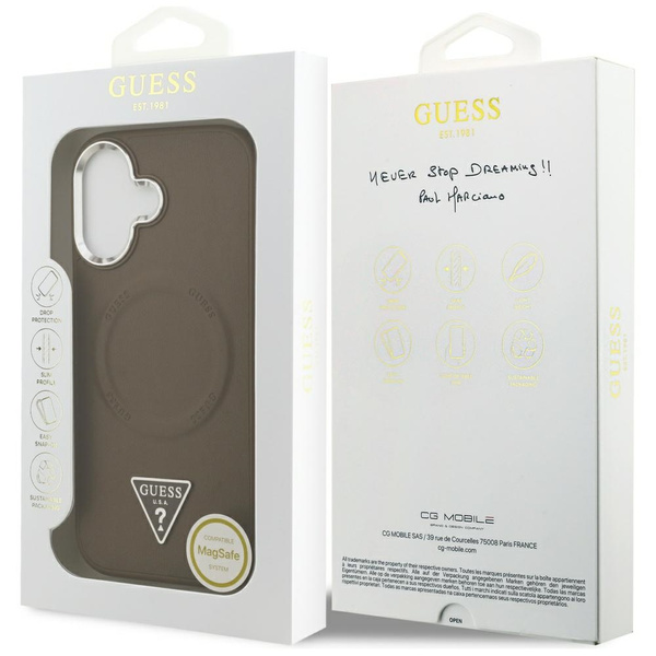 Etui Guess Triangle Logo MagSafe do      iPhone 17 brązowy