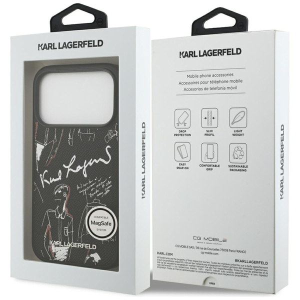Etui Karl Lagerfeld Grained Pattern &    Logo MagSafe do iPhone 17 Pro czarny