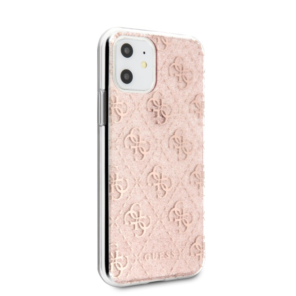 Guess GUHCN61PCU4GLPI iPhone 11 6,1" /Xr różowy/pink hard case 4G Glitter