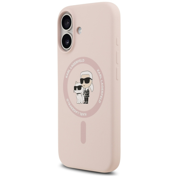 Etui Karl Lagerfeld Silicone             Karl&Choupette Ring MagSafe do iPhone 17 różowy