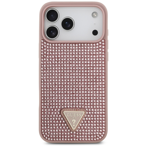 Etui Guess Rhinestone Triangle Logo do   iPhone 17 Pro Max różowy