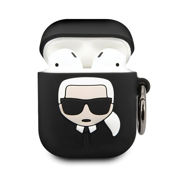 Karl Lagerfeld KLACCSILKHBK AirPods 1/2 cover czarny/black Silicone Ikonik