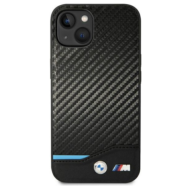 Etui BMW Leather Carbon na iPhone 14 Plus - czarne