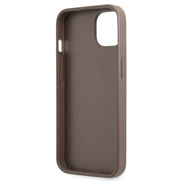 Guess GUHCP13MP4TPW iPhone 13 / 14 / 15 6.1" brązowy/brown hardcase 4G Triangle Logo Cardslot