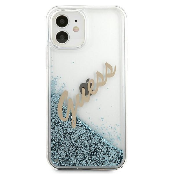 Guess GUHCP12SGLVSBL iPhone 12 mini5,4" niebieski/blue hardcase Glitter Vintage Script