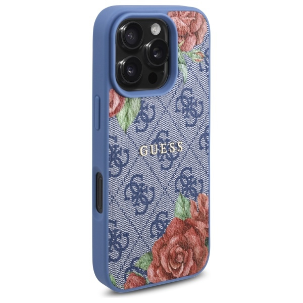 Guess GUHMP16XP4ROPEMCB iPhone 16 Pro    Max 6.9" niebieski/blue hardcase 4G Flowers Print MagSafe
