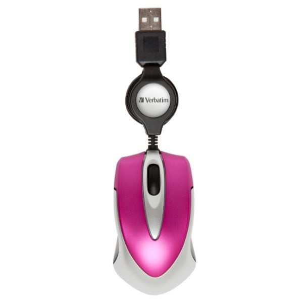 Verbatim Mysz optyczna Go Mini USB-A1000 dpi różowy/hot pink 49021