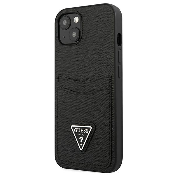 Guess GUHCP13MPSATPK iPhone 13 / 14 / 156.1" czarny/black hardcase SaffianoTriangle Logo Cardslot