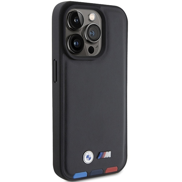 Etui BMW Leather Stamp Tricolor do iPhone 15 Pro - czarne