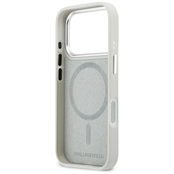Etui Karl Lagerfeld Croco KL Script Logo MagSafe do iPhone 17 Pro Max srebrny