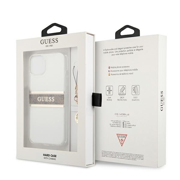 GUESS GUHCP13SKB4GBBR IPHONE 13 MINI 5.4 "TRANSPARENT HARDCASE 4G BROWN STRAP CHARM