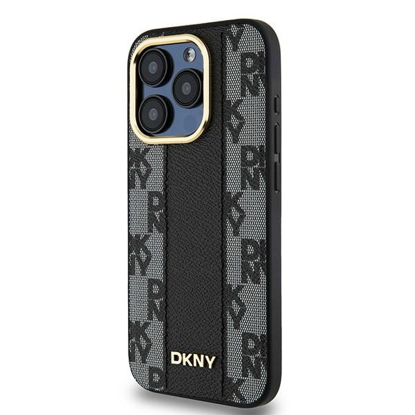 DKNY DKHMP15LPCPVSLK iPhone 15 Pro6.1" czarny/black hardcase Leather Checkered Mono Pattern MagSafe