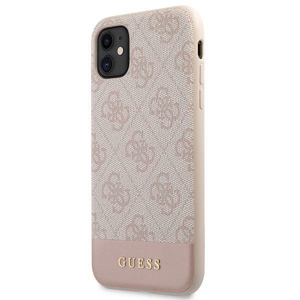 Guess GUHCN61G4GLPI iPhone 11 / Xr 6,1"różowy/pink hard case 4G Stripe Collection
