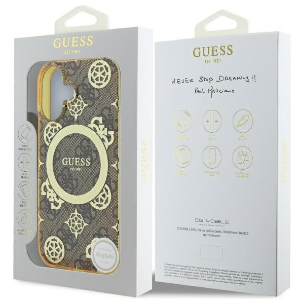 Guess GUHMP16SH4PYEEW iPhone 166.1" brązowy/brown hardcase IML Peony On 4G Background MagSafe