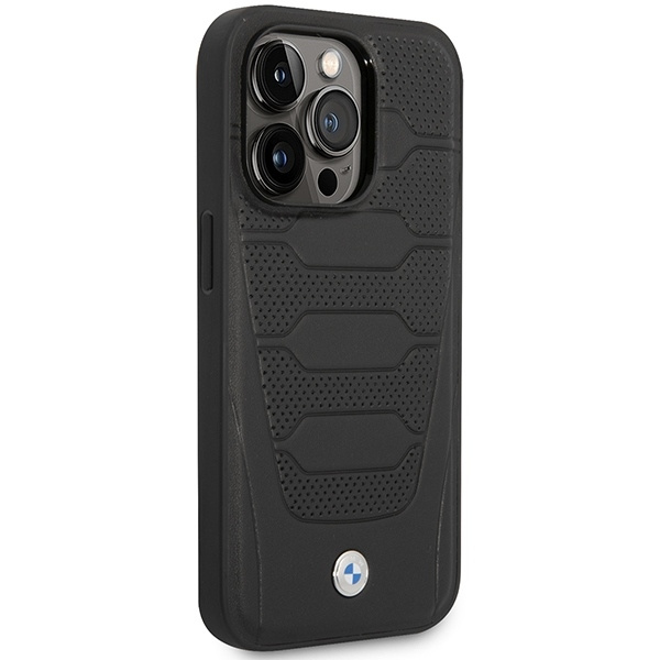 Etui BMW Leather Seats Pattern na iPhone 14 Pro Max - czarne