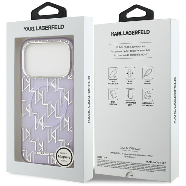 Etui Karl Lagerfeld IML KL Monogram      MagSafe do iPhone 17 Pro Max fioletowy