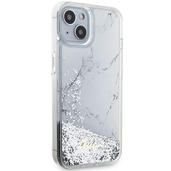 Guess GUHCP14SLCSGSGH iPhone 14 / 15 /13 6.1" biały/white hardcase Liquid Glitter Marble