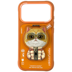 Etui Nimmy Cool&Cute 2.0 Cat do iPhone 17 Pro Max z magnetyczną zawieszką pomarańczowy