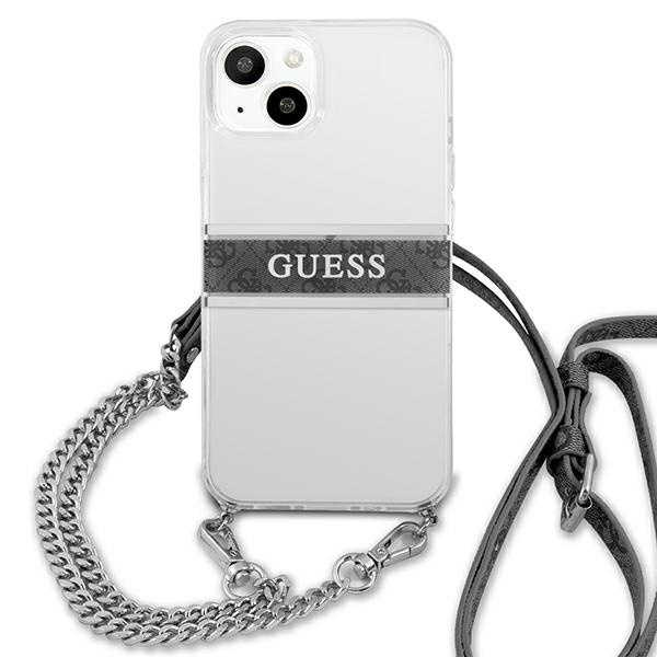 Guess GUHCP13SKC4GBSI iPhone 13 mini5,4" Transparent hardcase 4G Grey Strap Silver Chain