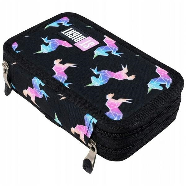 Piórnik Podwójny z WyposażeniemStright PC-04 tęczowe jednorożce/rainbow unicorns