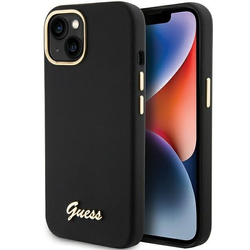 Guess GUHCP15SSMBSLK iPhone 15 / 14 / 13 6.1" czarny/black hardcase Silicone Script Metal Logo & Frame